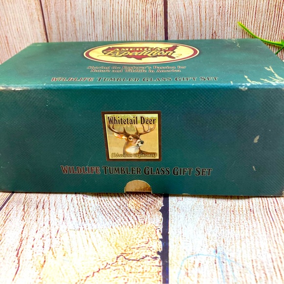 American Expedition Tumbler Glass Gift Set Wildlife Whitetail Majestic Deer - Picture 2 of 12